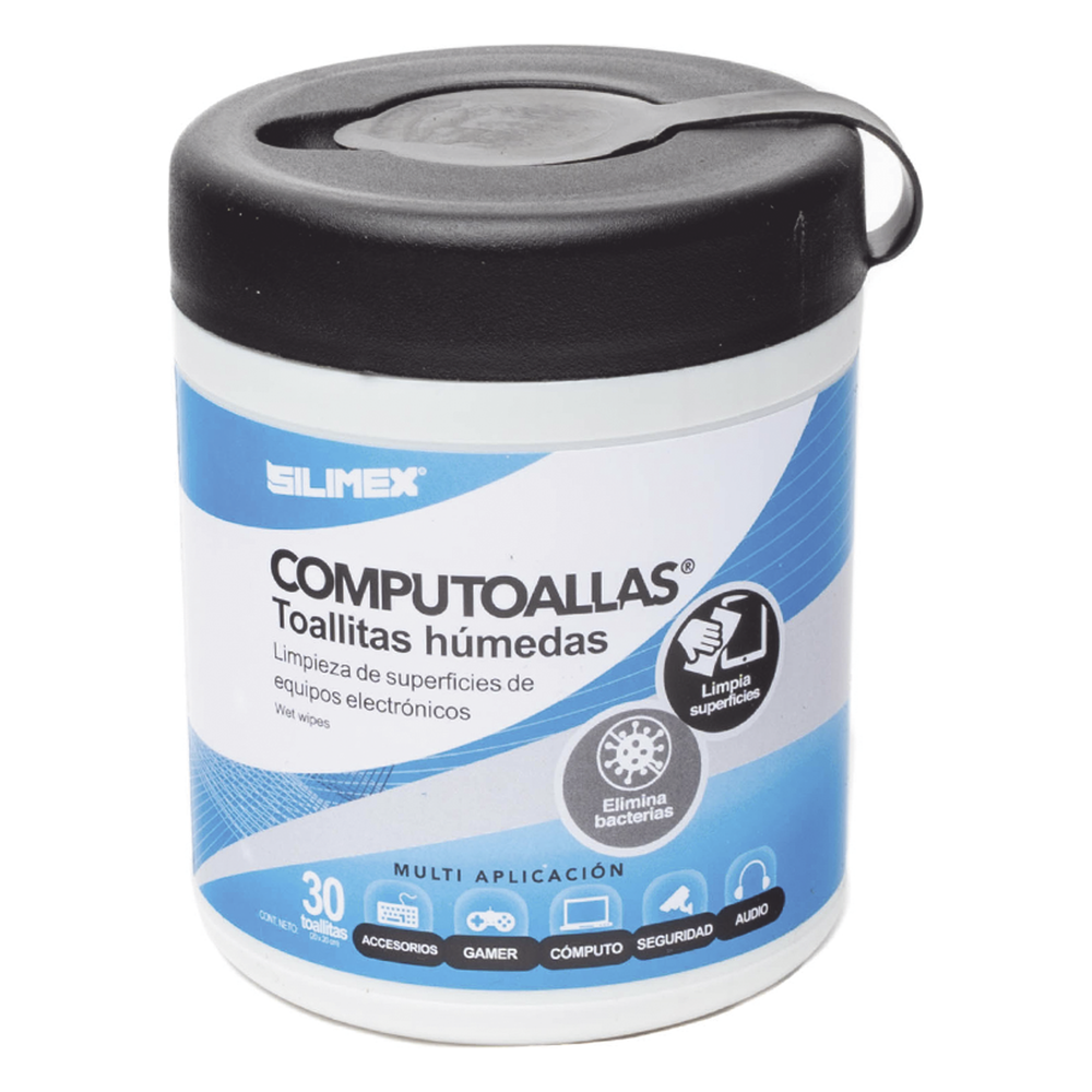 Toallas húmedas antibacteriales, para limpieza de gabinetes, equipos de cómputo, audio, vídeo y telefonía, 30 piezas