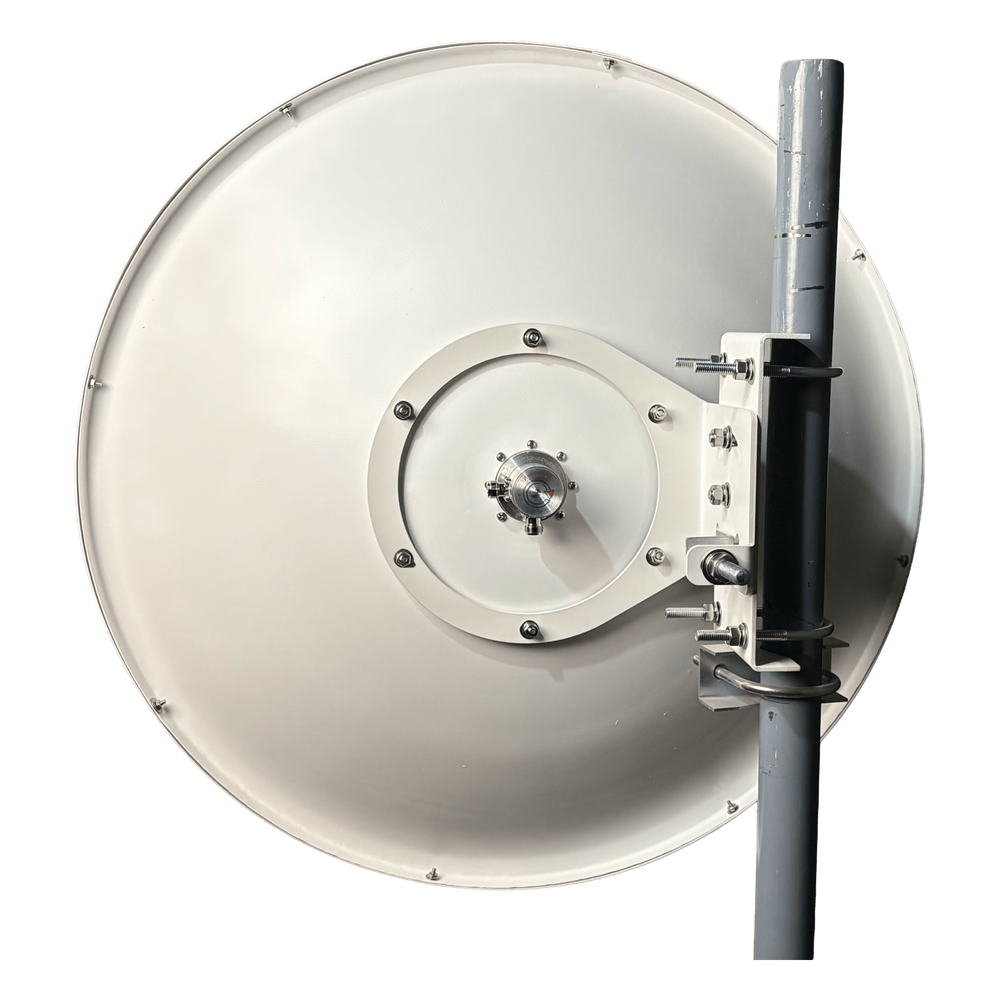 1 Antena Direccional Dual-Polaridad MLO Alto Rendimiento / diámetro  de 39.6 cm / 4.9-7.2 GHz / Ganancia 27 dBi / SLANT de 45 ° o 90 °  / Conector N-Hembra / Montaje, jumpers y radomo incluidos.