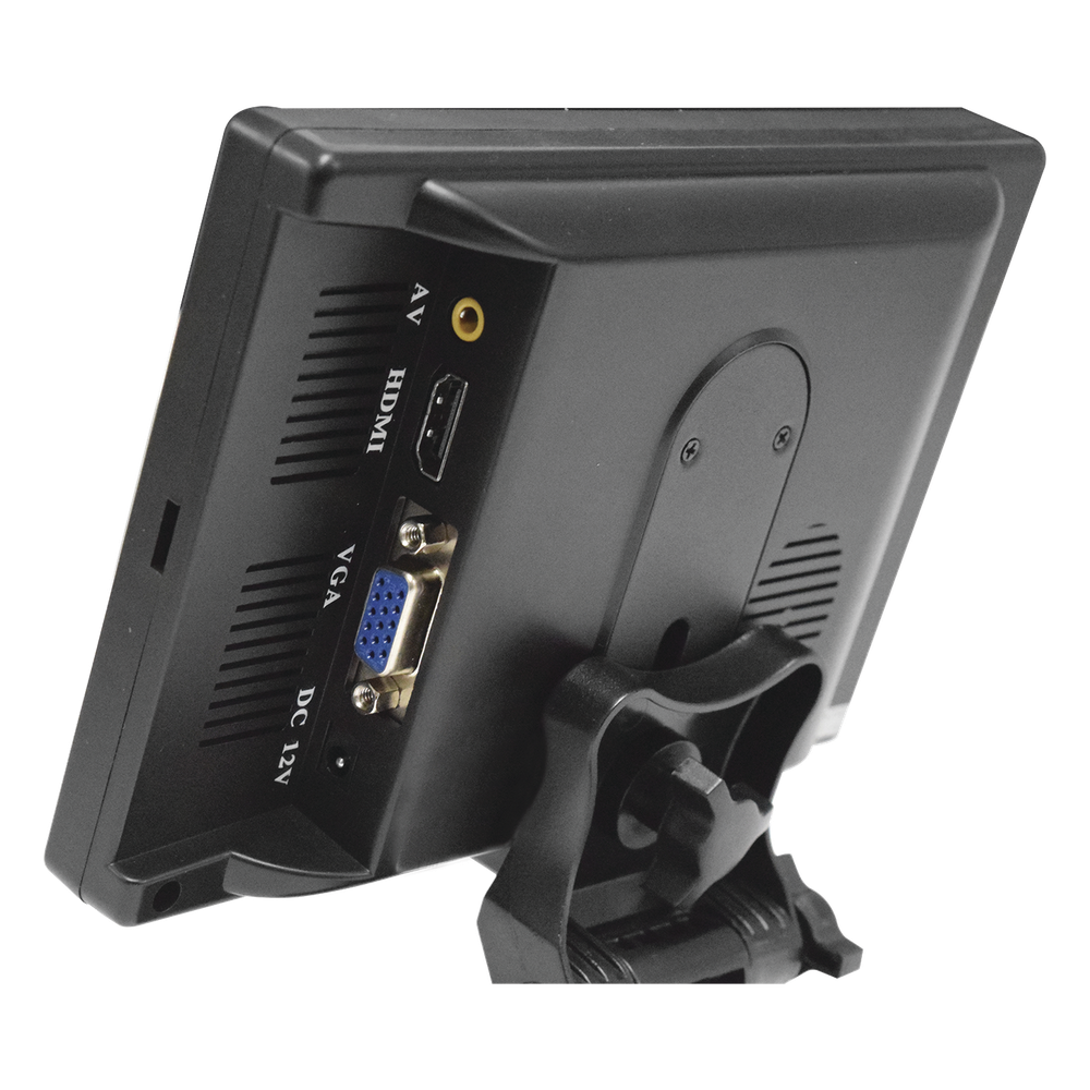 Monitor 7" TFT-LCD ideal para colocar en vehículos o DVR/NVR.  Entradas de video HDMI, VGA y RCA (CVBS)
