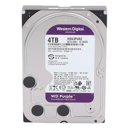 Disco Duro PURPLE de 4TB / 3 AÑOS DE GARANTÍA / Para Videovigilancia