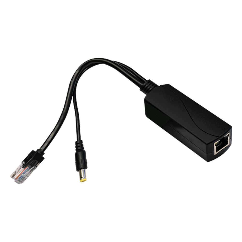 Splitter PoE / IEEE 802.3af/at / 30W / Puerto Gigabit / Salida DC 12V 2A / Indicadores LED / 95x26x20 mm (3.74x1.02x0.79 in)