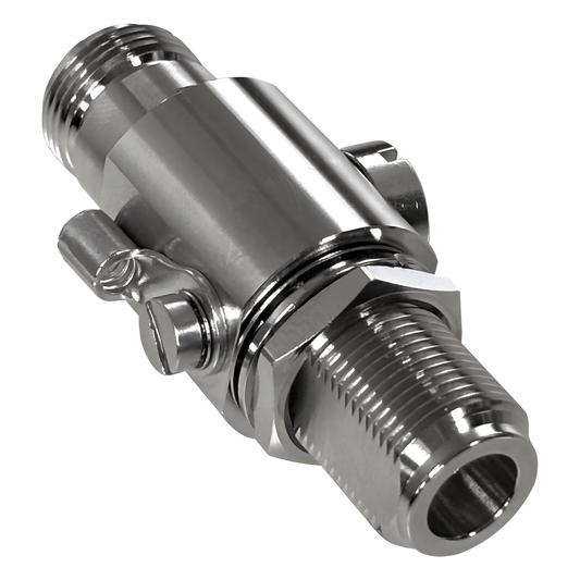 Protector Contra Descargas Eléctricas / Rango de Frecuencia de DC a 5.8 GHz / Impedancia 50&Omega; / Protección Bidireccional / Tubo de Descarga de Gas 90V Reemplazable / Conectores N hembra
