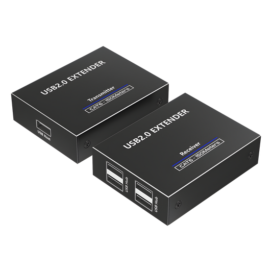 Kit EXTENSOR USB 2.0 de 4 Puertos para Distancias de Hasta  150 m | Soporta USB 2.0, USB 1.1 y USB 1.0 | UTP Cat 5e/6/6a/7 | Soporta Switch Gigabit | Ideal para Cámaras WEB, Impresoras, Escáner, Memorias, Mouse, etc.