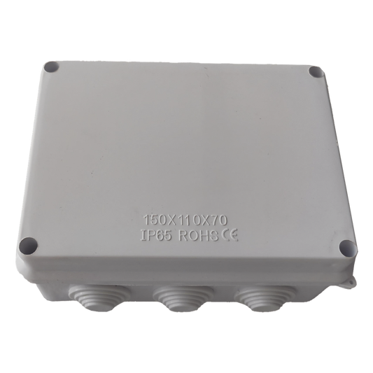 Caja de Derivación-Conexión para Exterior IP65 con 10 Entradas / 150 x 110 x 70 mm / Sellado Seguro con Empaque + 4 Tornillos / Resiste Agua, Polvo y Sol Directo