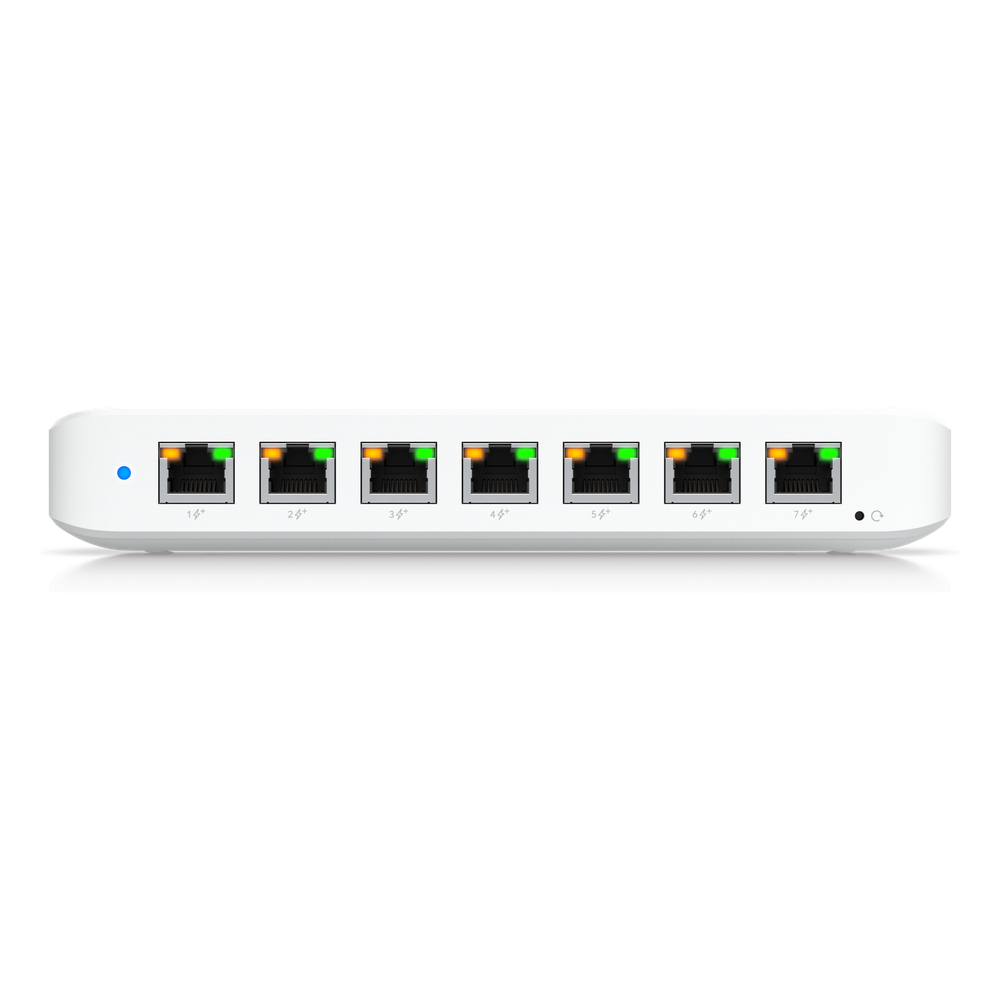 USW Ultra Switch de 8 Puertos GbE (7 Puertos PoE+ y 1 Puerto Entrada PoE++) con Opciones de Montaje Versátiles