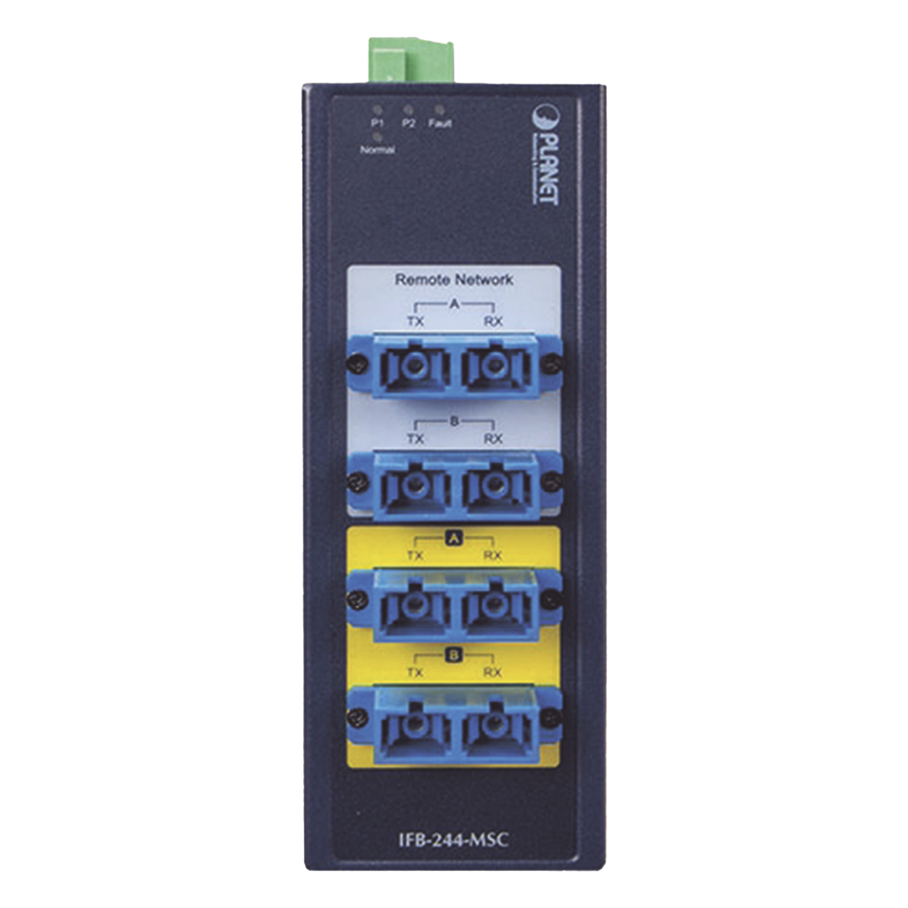 Switch Industrial Bypass de Fibra Optica Multimodo con Conector SC de 2 Canales
