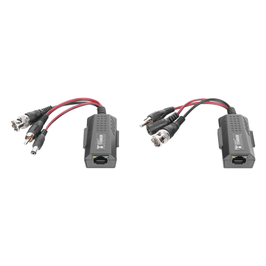Kit de transceptores activos, envía alimentación 12V/24Vcc/AC, video y audio a una distancia de hasta 150 m en 4K para aplicaciones de video por UTP Cat 5e / 6 en alta definición.
