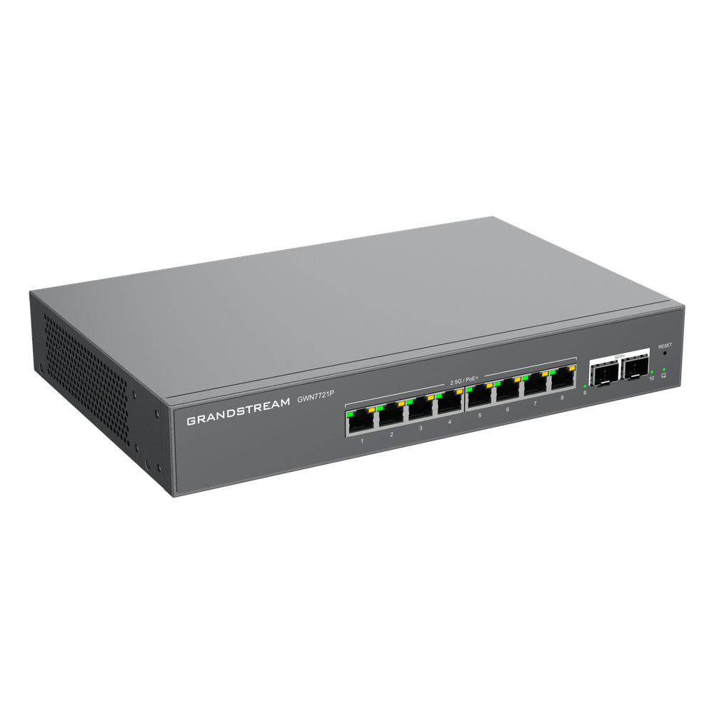 Switch L2 Lite Administrable de 10 Puertos / 8 Puertos Ethernet 2.5 Gigabits / 2 Puertos SFP+ 10 Gigabits / PoE+ 802.3af/at / VLAN 802.1Q / QoS / IGMP Snooping / Montaje en Escritorio o Pared