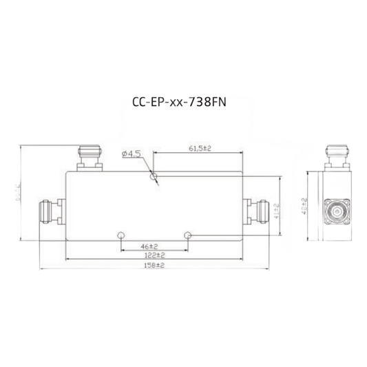 Acoplador Direccional / 694-3800 MHz / 300W / N hembra / 7 dB / PIM < -155 dBc / IP65 / Bajo Pérdida