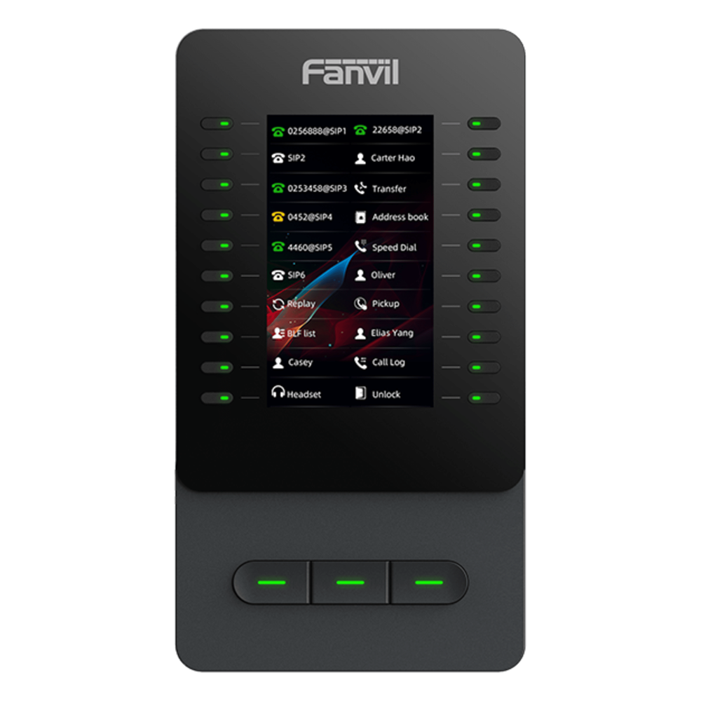 Módulo de Expansión EM60 con Pantalla a Color / 4.3 Pulgadas 480x272 / 60 Teclas Programables DSS / USB Tipo-C / Compatible con V65-V66-V66 Pro / Cascada hasta 4 Módulos / Con Soporte Ajustable