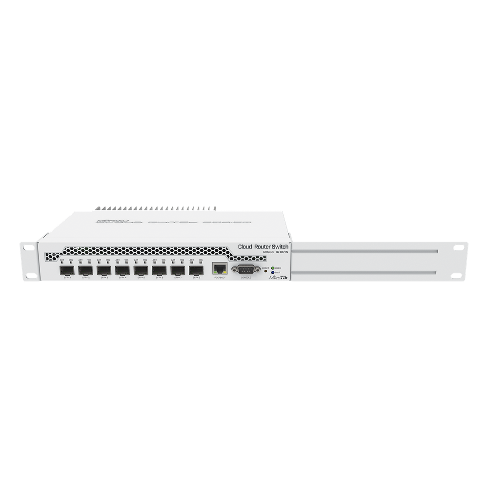 (CRS309-1G-8S+IN) Switch administrable Sistema Operativo Dual, puerto 1G Rj45, 8 puertos 10G SFP+ para Escritorio