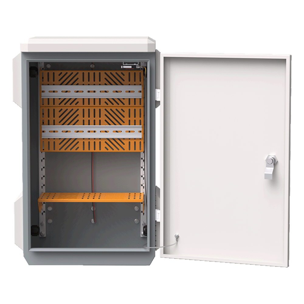 Gabinete de Acero Ventilado para Exterior 680 x 480 x 315 mm con Rieles DIN y 4 Placas Laterales para Montaje de Equipos por Fuera
