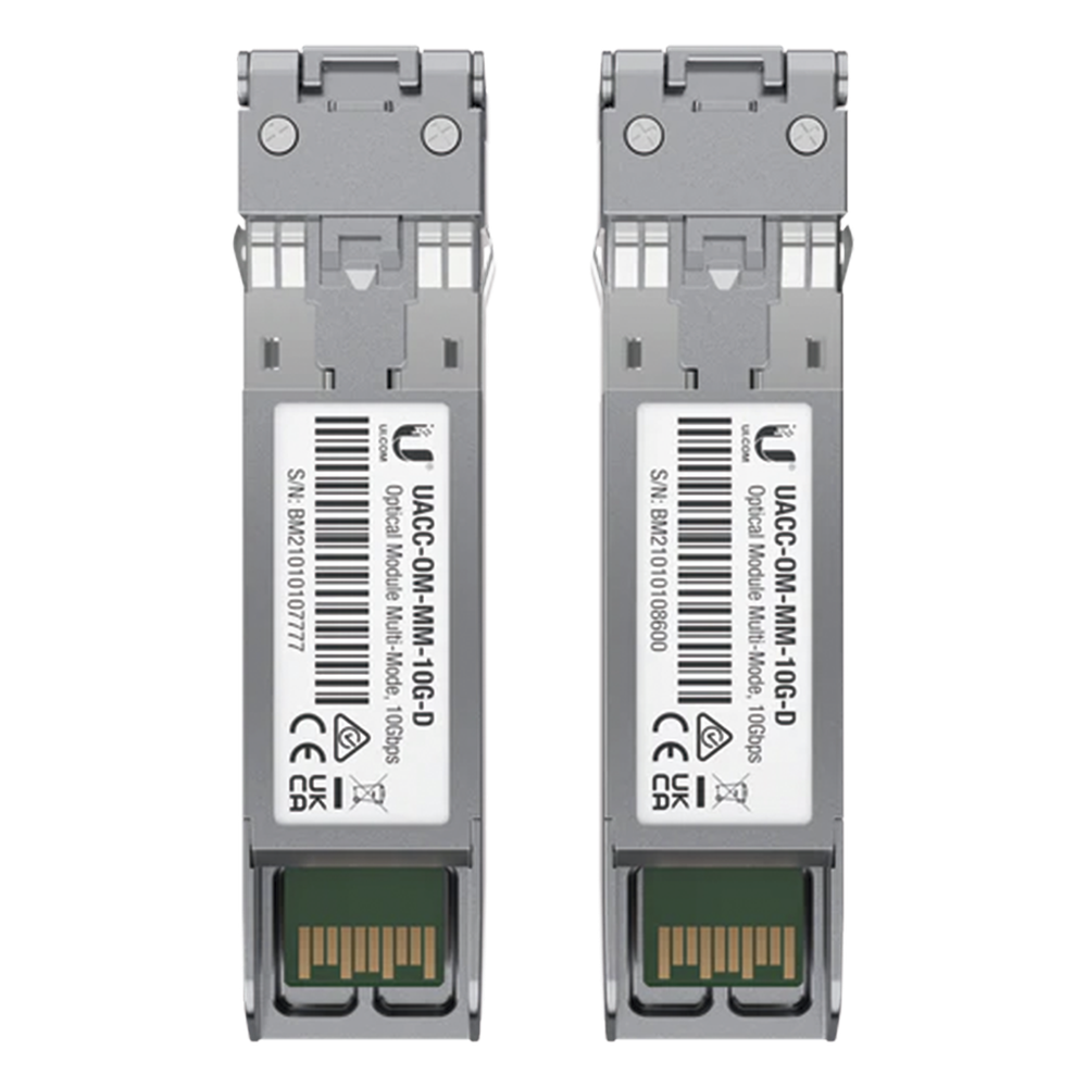 UFiber Módulo SFP+ 10G, transceptor MiniGibic MultiModo 10 Gbps, distancia 300m, conectores LC, paquete de 2 piezas