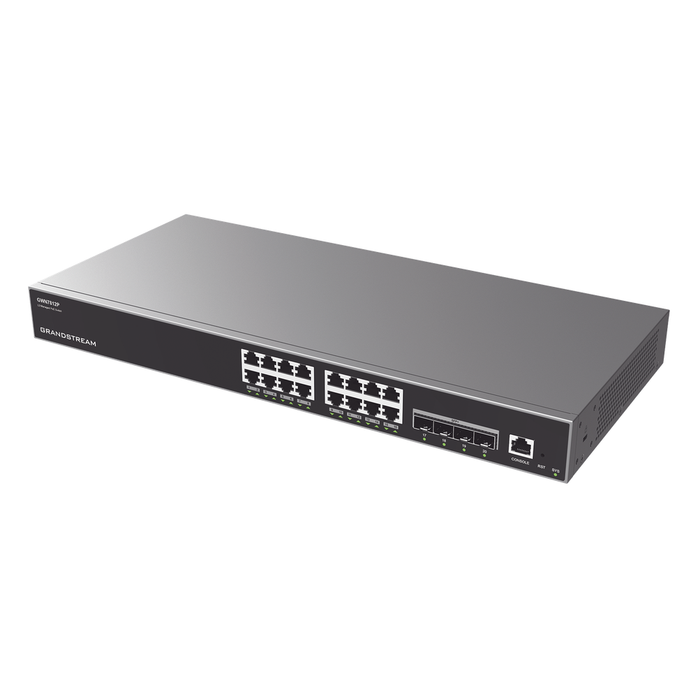 Switch Capa 3 PoE+ Administrable / 16 puertos 10/100/1000 Mbps + 4 Puertos SFP+ de 10 Gigabits / Hasta 240W / Compatible con GWN Cloud.