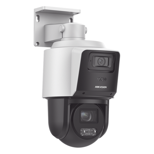 [TandemVu] PTZ IP 4 Megapixel con Cámara Panorámica 4 Megapixel / 4X Zoom / Dual Light (40 mts IR + 30 mts Luz Blanca) / ACUSENSE / IP66  / PoE+ / Audio de Dos Vías / Micro SD / Incluye Base para Techo o Pared