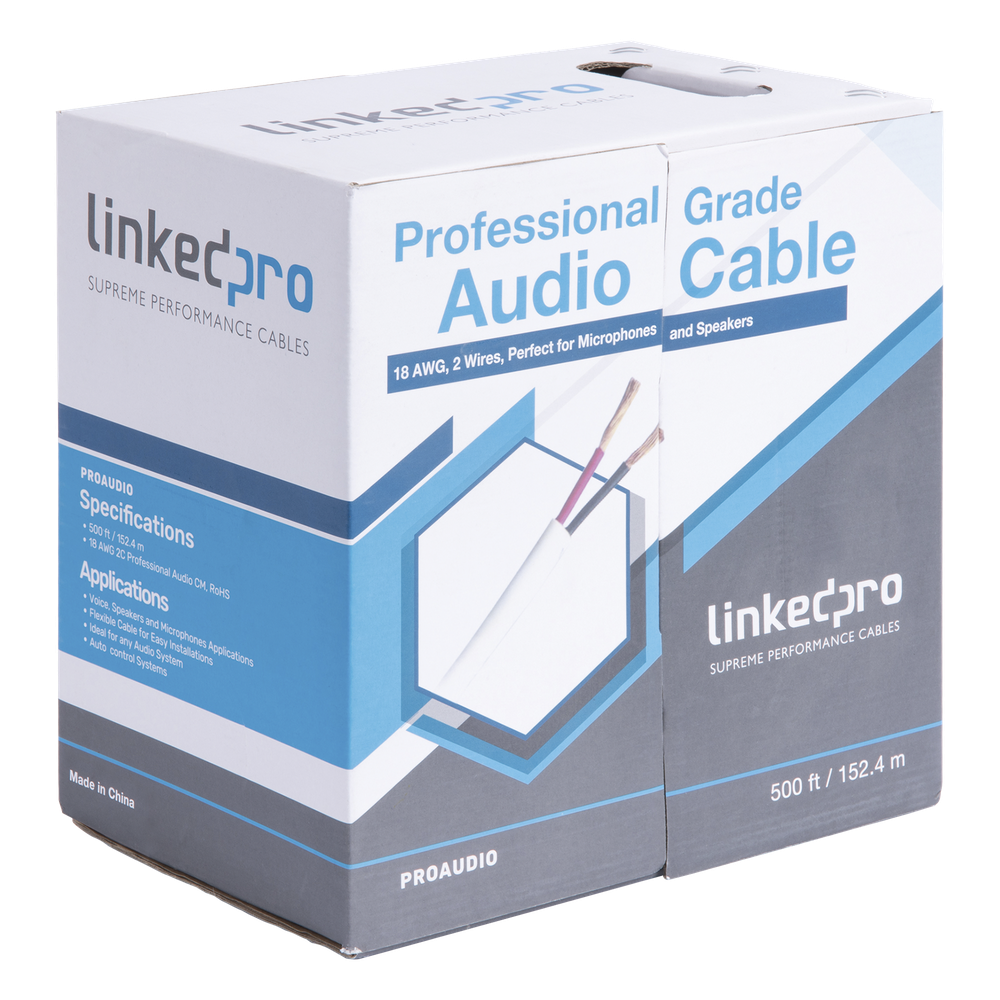 Cable para Audio Profesional de 2 Conductores Calibre 18 para Aplicaciones de Audio y Automatización Bobina de 152 Metros (500 Pies)