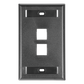 Placa de Pared Vertical, Salida Para 2 Puertos Keystone, Con Espacios Para Etiquetas, Color Negro