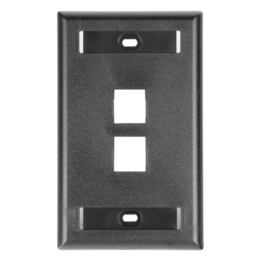Placa de Pared Vertical, Salida Para 2 Puertos Keystone, Con Espacios Para Etiquetas, Color Negro