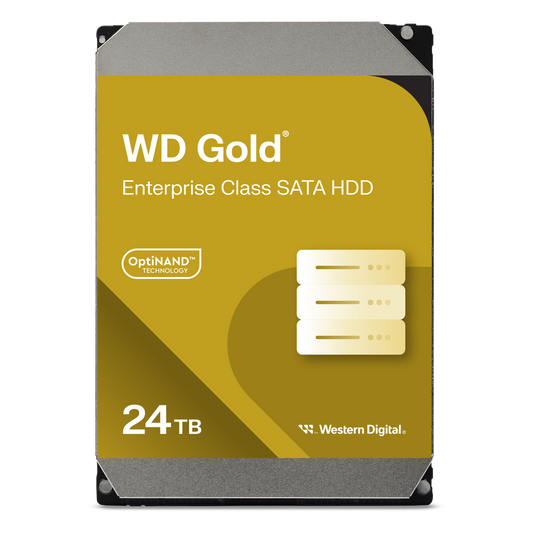 Disco Duro Empresarial WD Gold / SATA 6 Gb/s / 24 TB / 7200 RPM / Tecnología HelioSeal / ArmorCache / 5 Años Garantía / 2.5M Horas MTBF