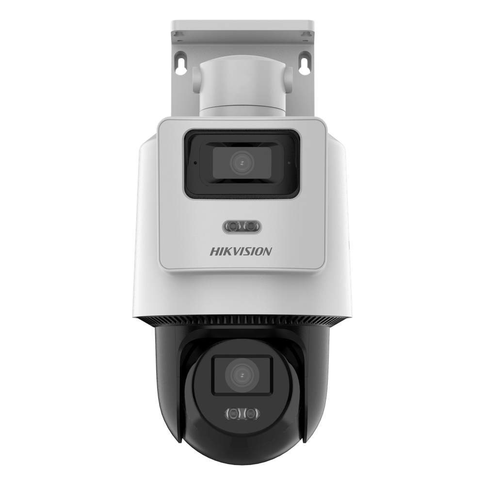 Cámara PTZ TandemVu 4 MP + 4 MP / Lentes 2.8 mm + 8 mm / Dual Light IR + Blanca 30 m / IP66  / Audio Bidireccional