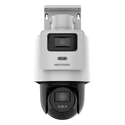 Cámara PTZ TandemVu 4 MP + 4 MP / Lentes 2.8 mm + 8 mm / Dual Light IR + Blanca 30 m / IP66  / Audio Bidireccional