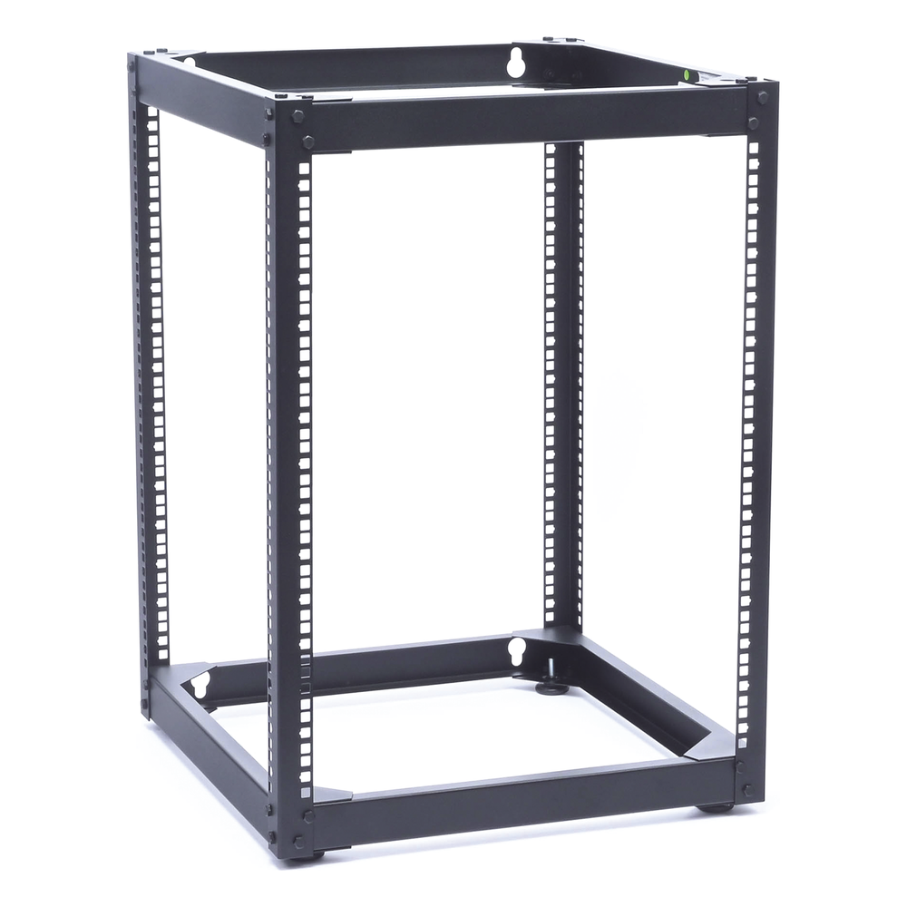 Rack Abierto de 4 Postes Instalación Pared o Piso de 14 Unidades, Ideal para Equipo de Audio!
