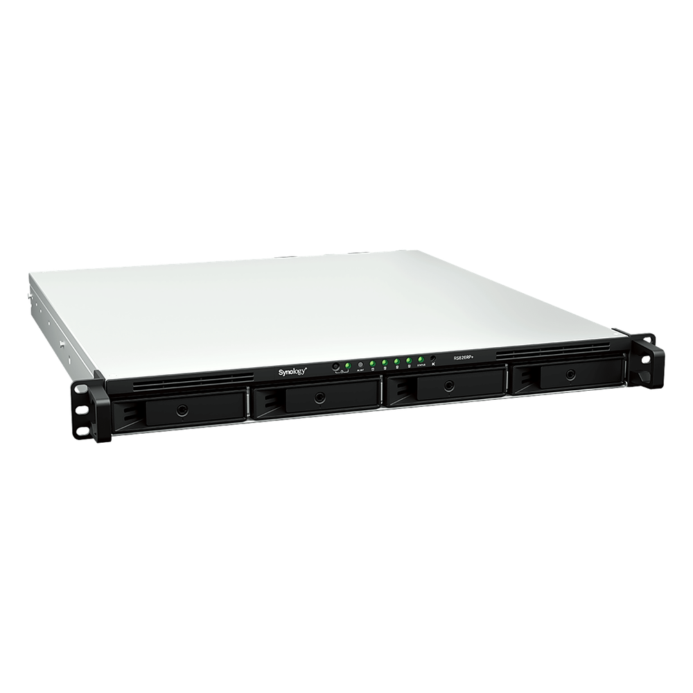 Servidor NAS Rackmount / 4 Bahías Hot-Swappable 1U / 2000/1300 MB/s Lectura/Escritura / 4 Puertos 1GbE RJ45 / PCIe 3.0 x8 / Dual Power Supply Redundante / DSM / Almacenamiento Empresarial