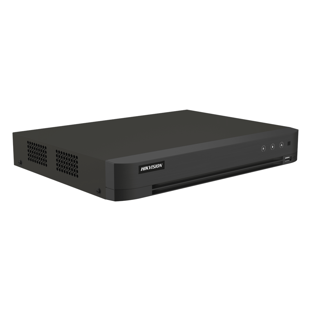 DVR 16 Canales TURBOHD + 16 Canales IP / 8 Megapixel (4K) / Audio Bidireccional / ACUSENSE / Audio Bidireccional / 1 Bahía de Disco Duro / Salida de Video en Full HD / H.265+