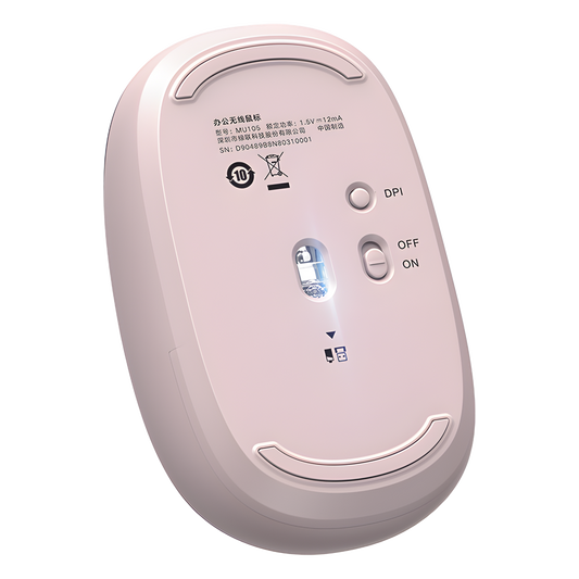Mouse Inalámbrico 2.4G 800/1200/1600/2400 DPI | Función de 3 botones | Alcance 10m | Silencioso |  Ergonómico | Anti-caída y Anti-interferencias | Batería Alcalina AA incluida  | Color Dusty Pink.