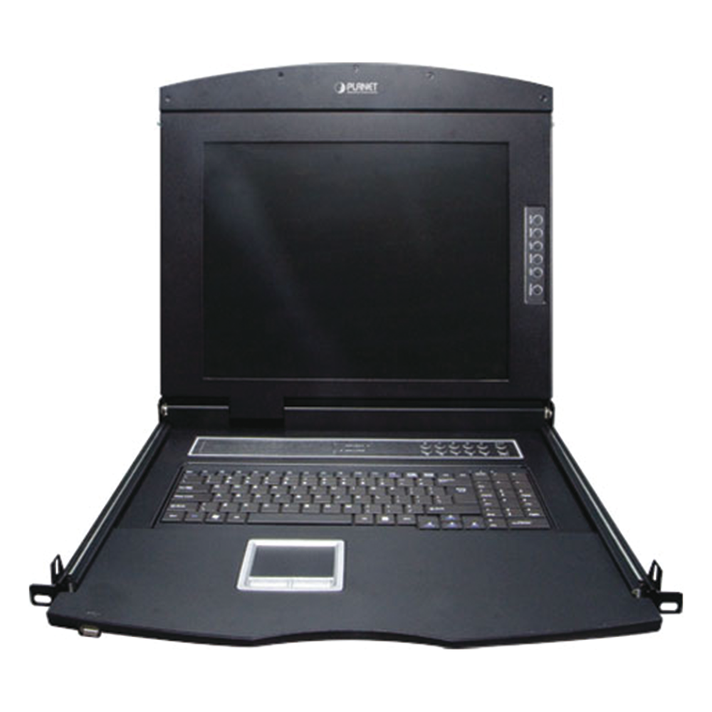 Switch KVM con Monitor de 17"con Teclado y Trackpad para Rack de 1U de Cuatro Postes, 8 Puertos VGA Para Acceder y Controlar Hasta 8 Computadoras Desde una Sola Consola