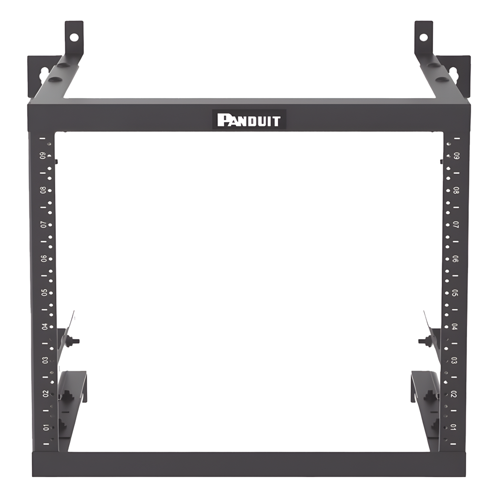 Rack PanZone® de Montaje en Pared, de 19in, Profundidad Ajustable, Rieles Numerados y Roscados #12-24, 9 UR, Color Negro