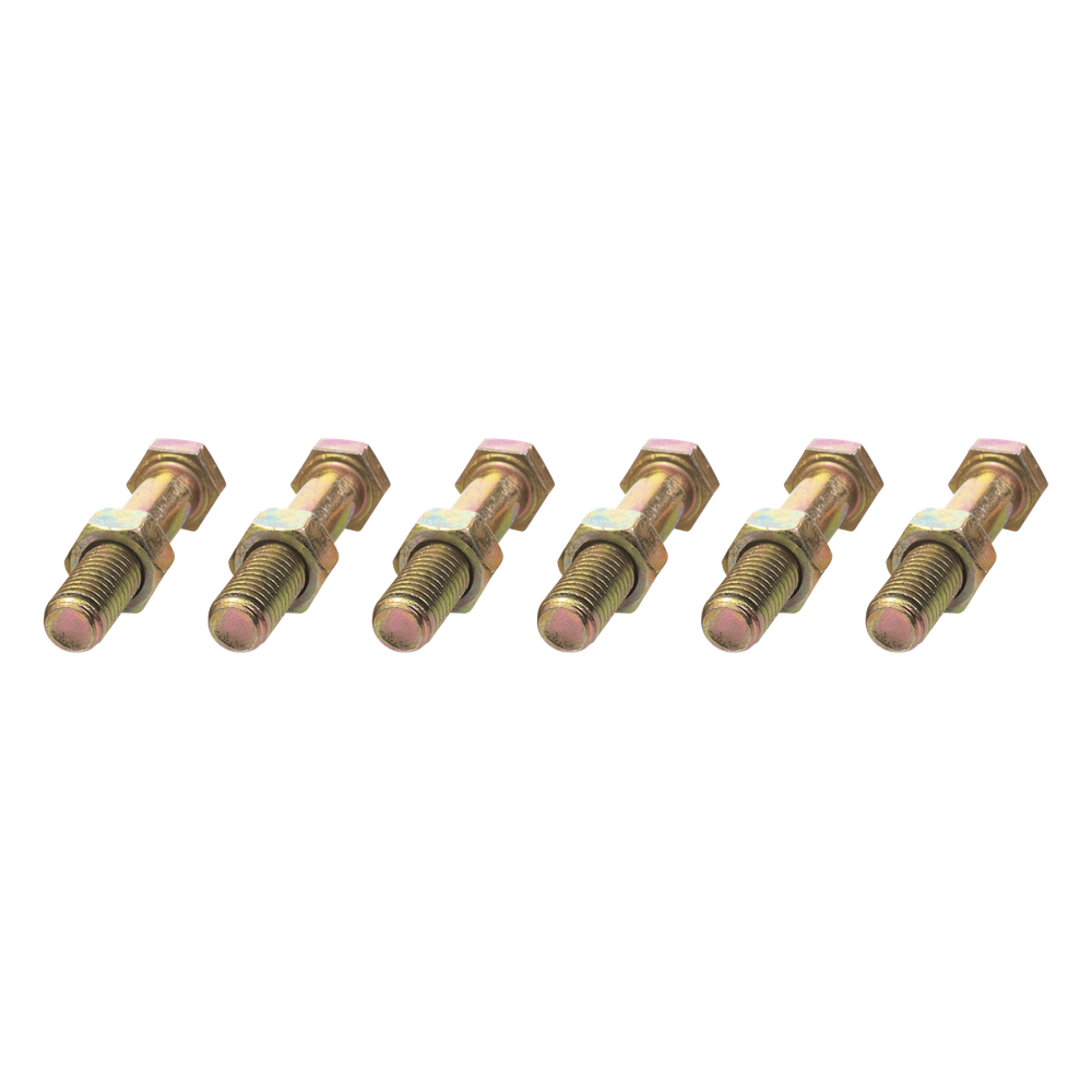 Paquete de 6 Tornillos Grado 5 con Tuercas Tropicalizadas de 3/8" x 2".
