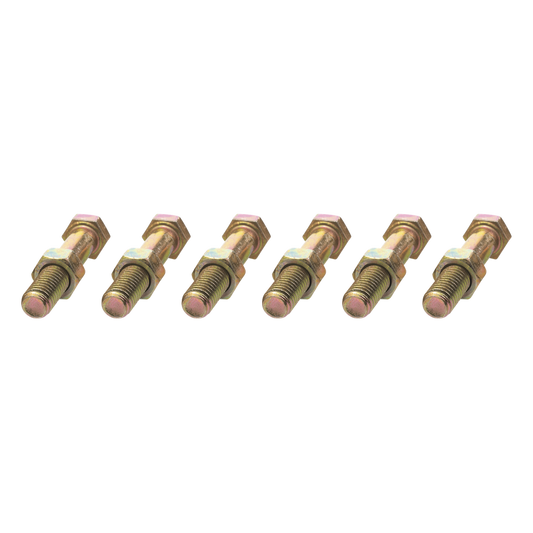 Paquete de 6 Tornillos Grado 5 con Tuercas Tropicalizadas de 3/8" x 2".