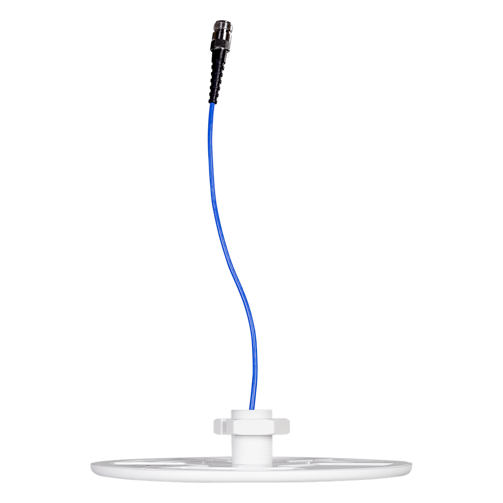 Antena Omnidireccional para Techo Interior / 600-6000 MHz / 5 Bandas Celulares y WiFi / Perfil Ultra Bajo 8 mm / Conector N-hembra / Cable Plenum 30 cm / Material del radomo, ABS