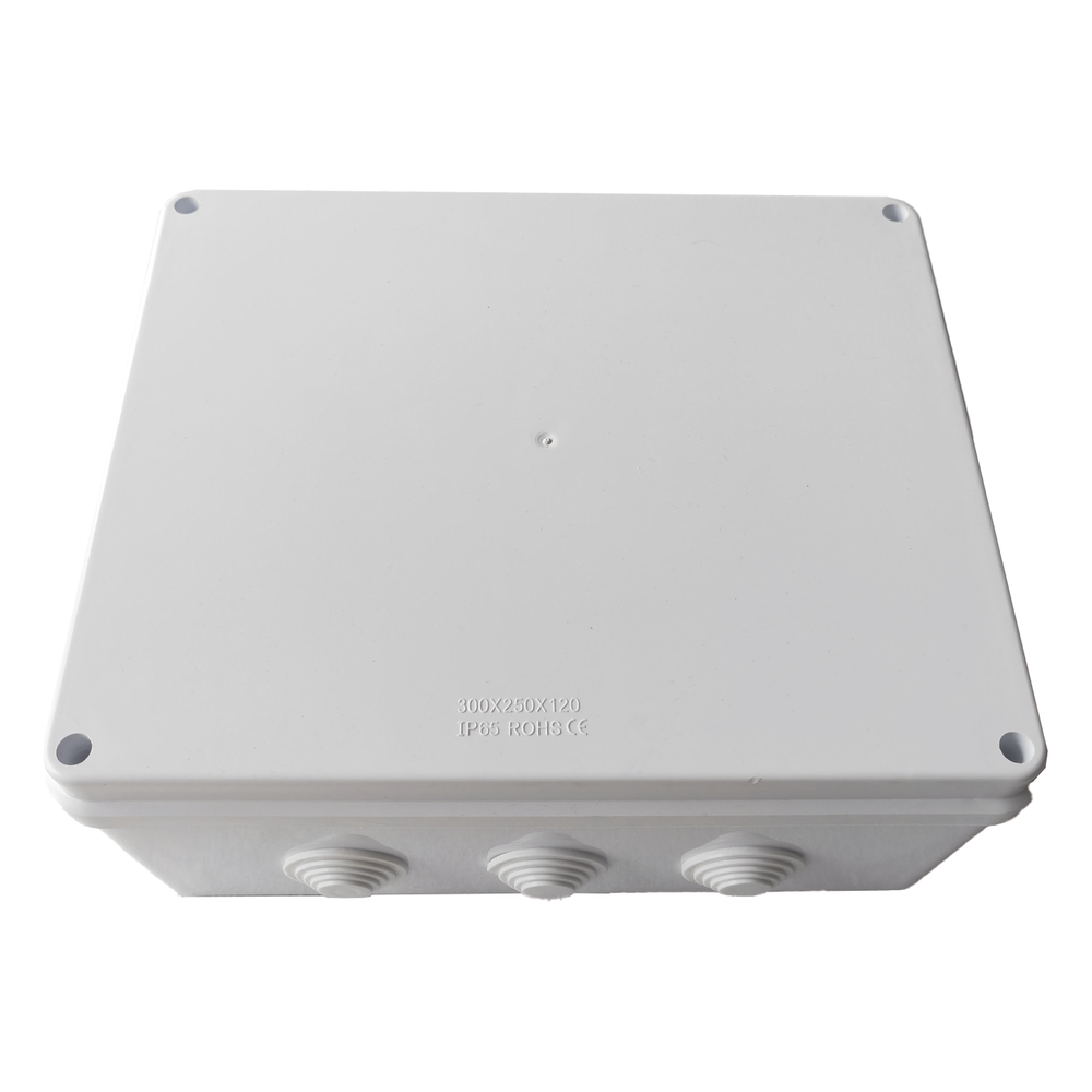 Caja de Derivación-Conexión para Exterior IP65 con 12 Entradas / 300 x 250 x 120 mm / Sellado Seguro con Empaque + 4 Tornillos / Resiste Agua, Polvo y Sol Directo