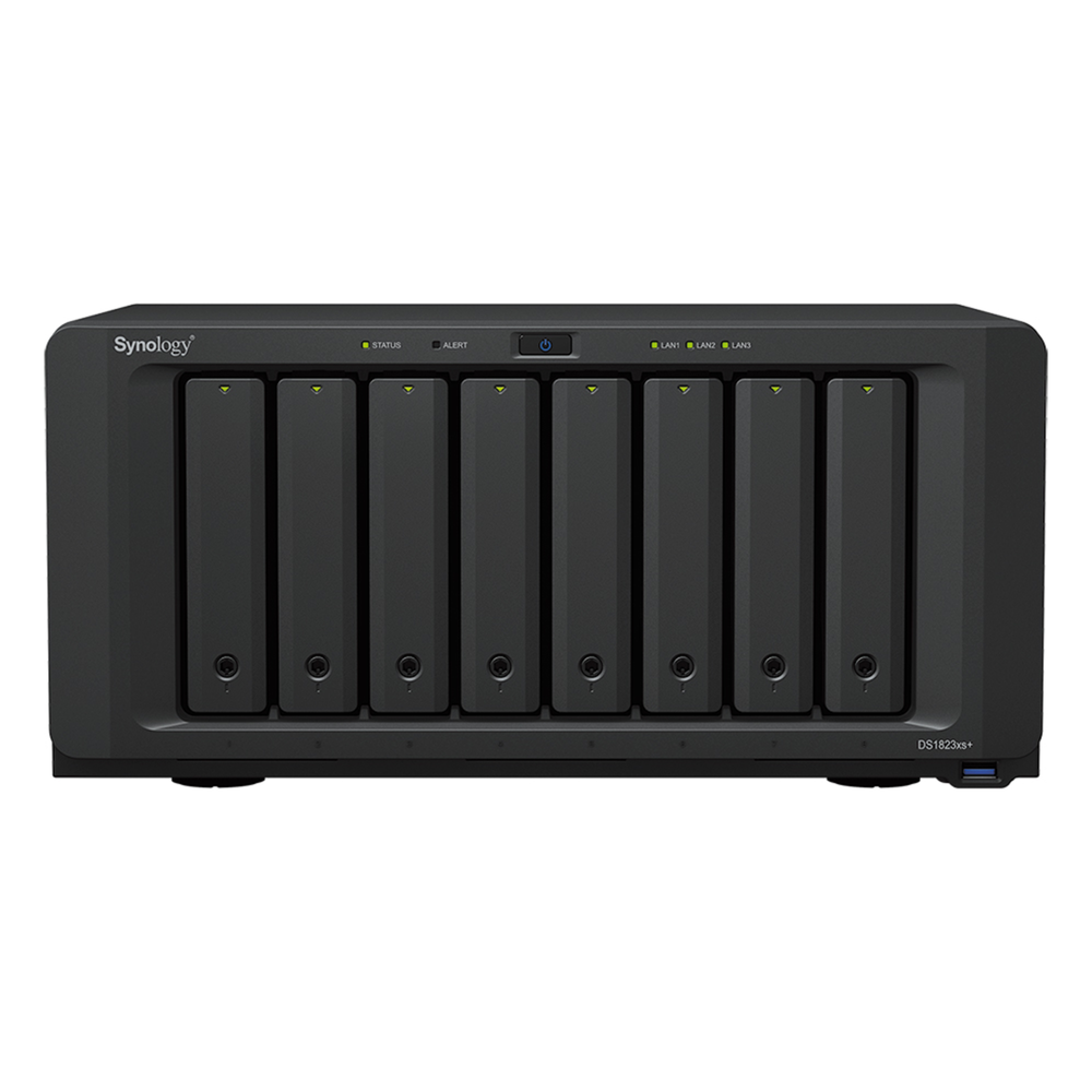 Servidor de Almacenamiento NAS Synology DiskStation DS1823xs+ | 8 Bahías | 144 TB Bruto | Expansión hasta 324 TB | 10GbE | RAID F1,0,1,5,6,10 | Caché SSD.