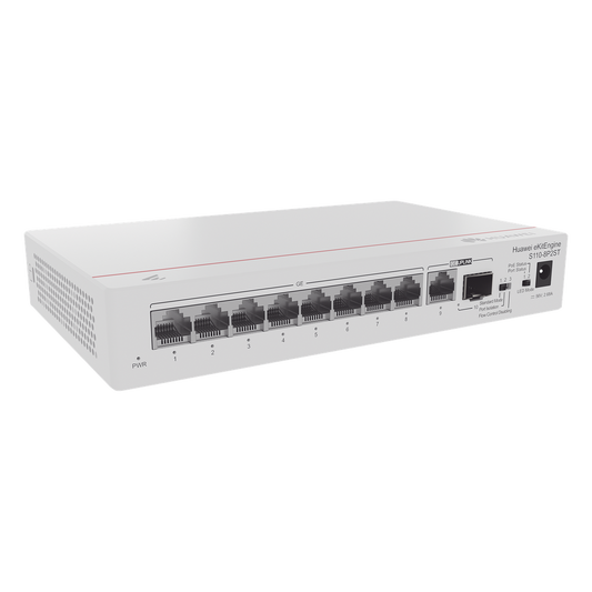 Switch Gigabit No Administrable PoE / 8 puertos 10/100/1000 Mbps (PoE) / 2 Puertos SFP Uplink / 124W