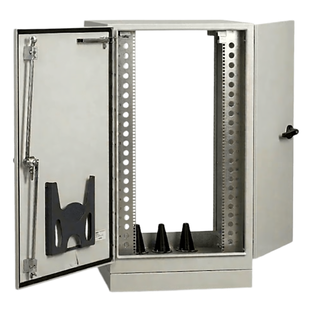 Gabinete para Exterior Tipo 4X Doble Puerta de 43 UR / Aluminio Soldado / 2134 x 762 x 1118 mm (84 x 30 x 44 in) / Exterior IP66 / Montaje Almohadilla / Aire de Precisión / Gris RAL 7035