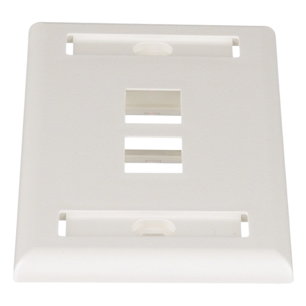 Placa de Pared Vertical, Salida Para 2 Puertos Keystone, Con Espacios Para Etiquetas, Color Blanco Mate