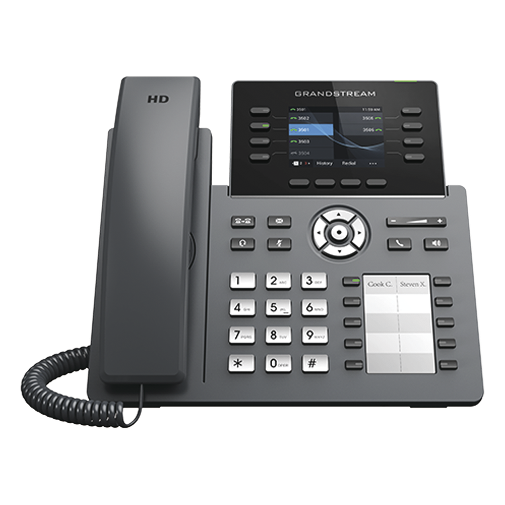 Teléfono IP Wi-Fi, Grado Operador, 8 líneas SIP con 4 cuentas, pantalla a color 2.8", puertos Gigabit, Bluetooth, PoE, codec Opus, IPV4/IPV6 con gestión en la nube GDMS