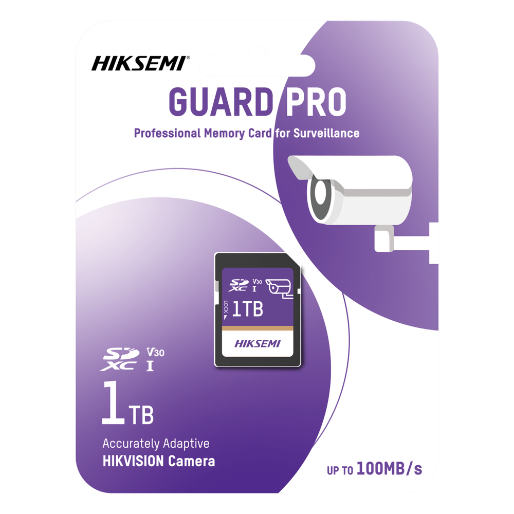 Tarjeta SD GuardPro P10 / 1 TB / 100 MB/s Lectura / 90 MB/s Escritura / Clase 10 U3 V30 / 3D TLC NAND / Especializada Para Videovigilancia 24/7