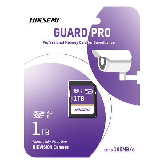 Tarjeta SD GuardPro P10 / 1 TB / 100 MB/s Lectura / 90 MB/s Escritura / Clase 10 U3 V30 / 3D TLC NAND / Especializada Para Videovigilancia 24/7
