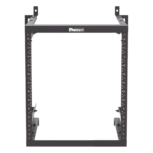 Rack PanZone® de Montaje en Pared, de 19in, Profundidad Ajustable, Rieles Numerados y Roscados #12-24, 12 UR, Color Negro