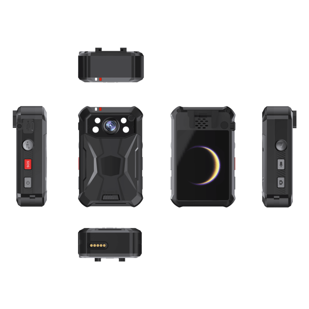 Body Camera Portátil / Grabación 2K a 30 fps / 40 MP Fotos / IP68 MIL-STD-810G / 4G WiFi GPS / 64 GB / Pantalla 2.4" LCD / PTT y SOS