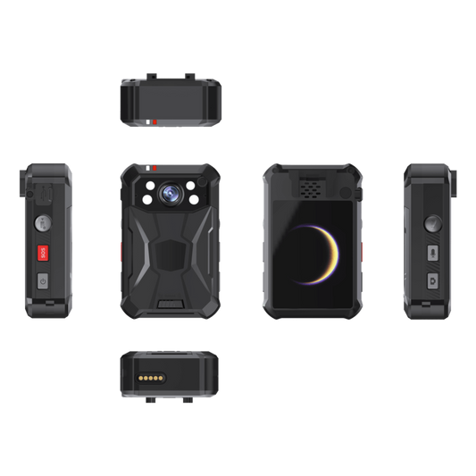 Body Camera Portátil / Grabación 2K a 30 fps / 40 MP Fotos / IP68 MIL-STD-810G / 4G WiFi GPS / 64 GB / Pantalla 2.4" LCD / PTT y SOS