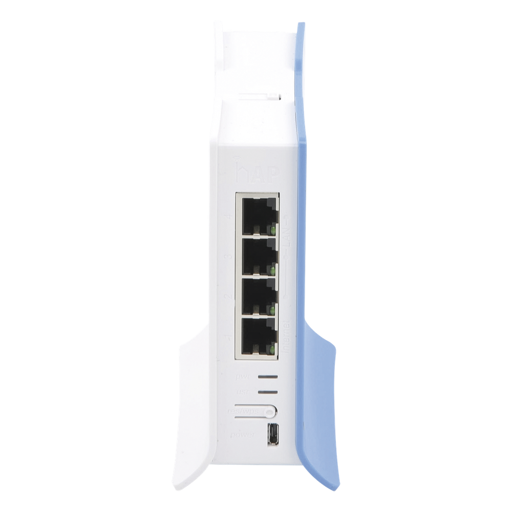 (hAP lite TC) 4 Puertos Fast Ethernet, Wi-Fi 2.4 GHz 802.11 b/g/n y base tipo Torre
