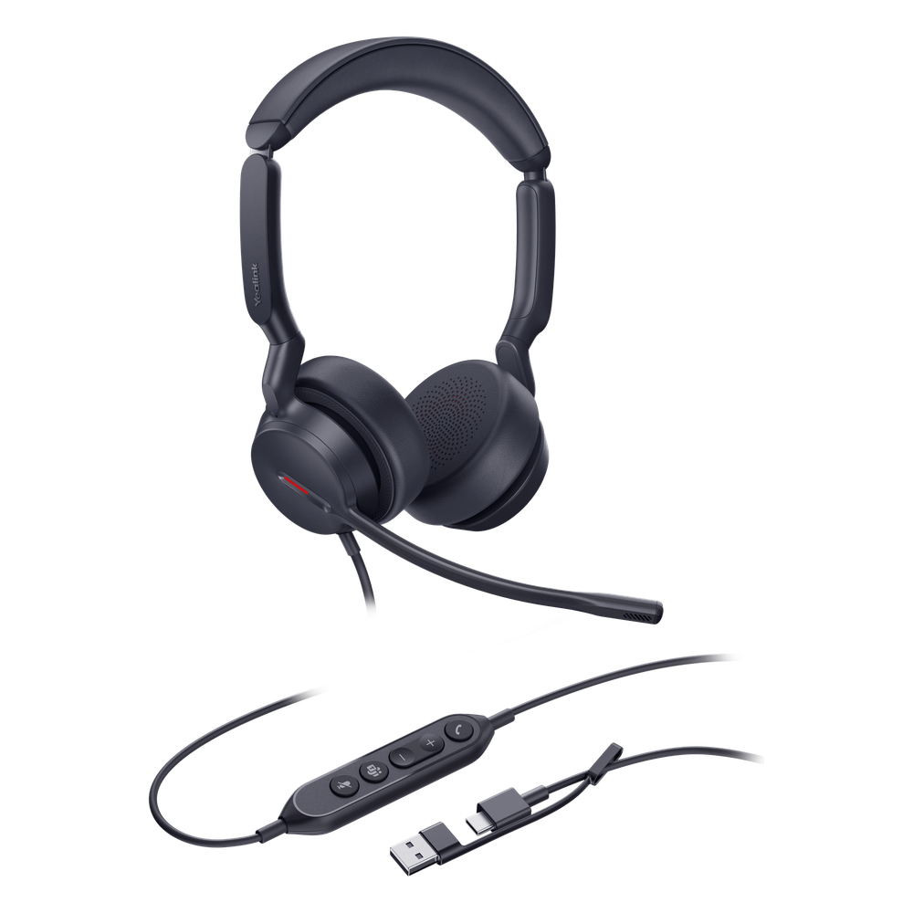 Diadema Alámbrica Yealink UH44 Dual USB-C/A Certificada con Microsoft Teams