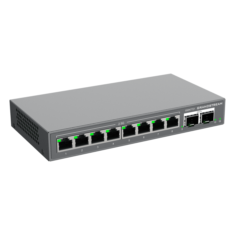 Switch L2 Lite Administrable de 10 Puertos / 8 Puertos Ethernet 2.5 Gigabits / 2 Puertos SFP+ 10 Gigabits / VLAN / QoS / Montaje en Escritorio o Pared / Compatible con GDMS