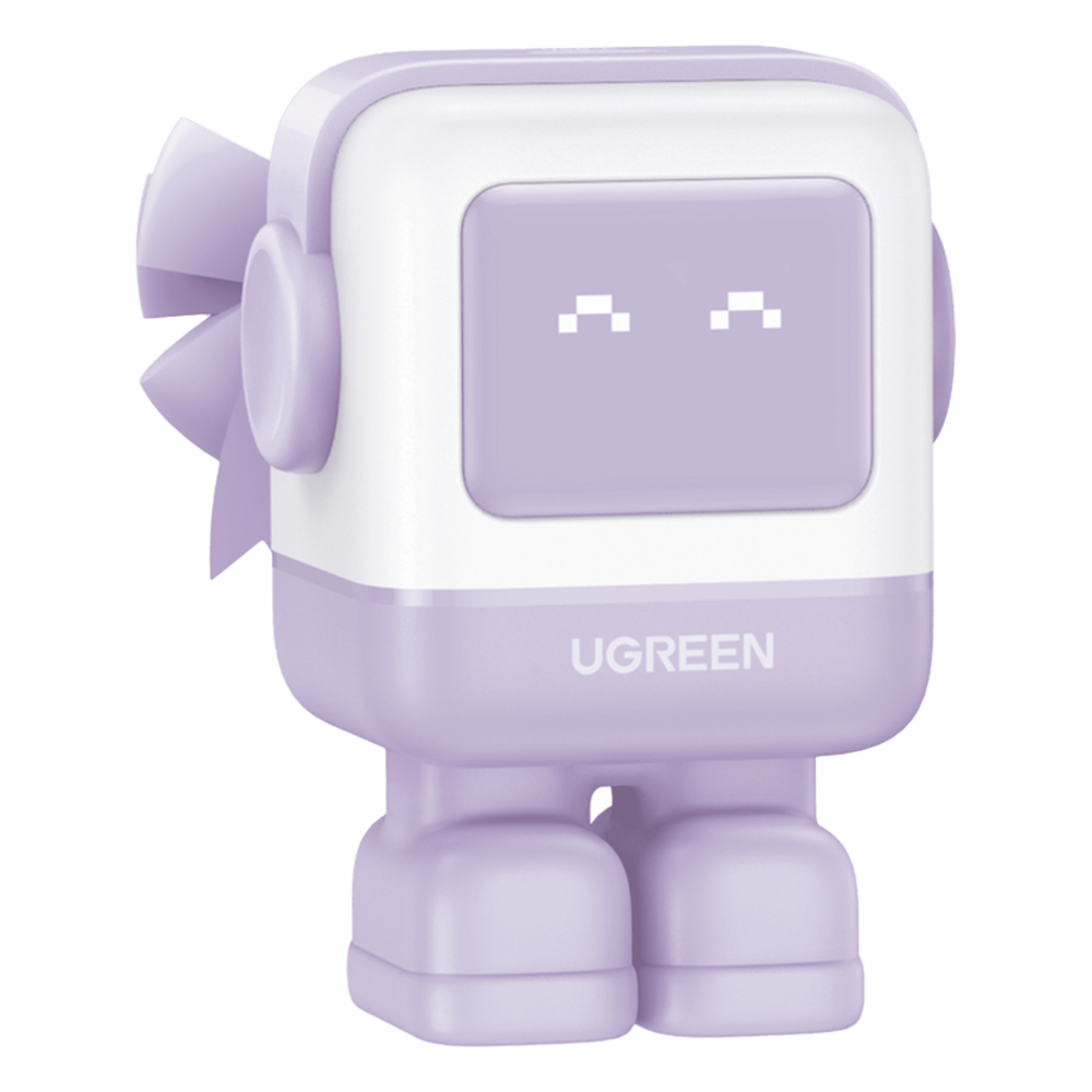 Cargador RobotGaN de 65W Serie UNO | 3 Puertos de Carga Rápida | 2 USB-C | 1 USB-A | PD 3.0 | QC 4.0 | Carga Inteligente | Tecnología GaN II | Zapato Magnético Extraíble | Carcasa Ignífuga | Pantalla LED