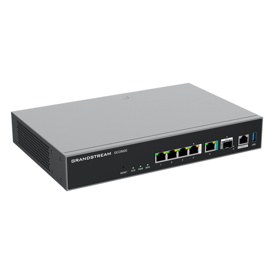 Dispositivo de Convergencia de Redes GCC6020 / Router VPN / Firewall de Próxima Generación / IP PBX / Switch de Red / 4 Puertos Gigabit Ethernet / 1 Puerto SFP+ 10 Gigabit / 1 Puerto 2.5 Gigabit / Administración en la Nube GDMS / Mont